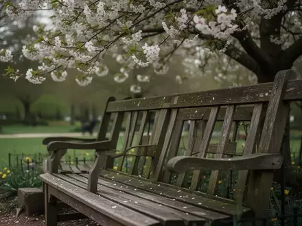 Symbolbild: Parkbank unter einem blühenden Baum - Foto: über boerse-global.de