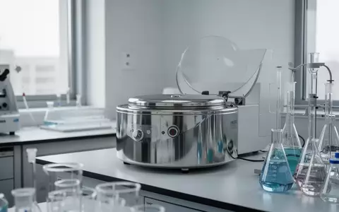 Ein minimalistisches, modernes medizinisches Labor mit glänzenden Laborgeräten und Glasgefäßen in natürlichem Licht. - Foto: über boerse-global.de