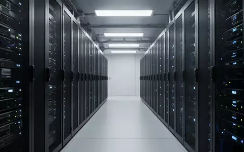 Moderne, minimalistische Serverraum-Infrastruktur mit geordneten Hardware-Racks und sanfter blauer Beleuchtung. - Foto: über boerse-global.de