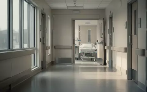 Ein heller, moderner Klinikflur in einem Universitätskrankenhaus mit Blick auf ein leeres Patientenzimmer. - Foto: über boerse-global.de
