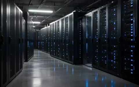 Moderne Serverinfrastruktur in einem klimatisierten Technikraum mit blauen Statusleuchten in einer Industrieumgebung. - Foto: über boerse-global.de