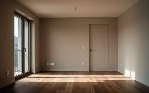 Ein leerer, sonnendurchfluteter Raum in einer Wohnung mit einer geschlossenen Tür, der Ruhe und Schutz vermittelt. - Foto: über boerse-global.de