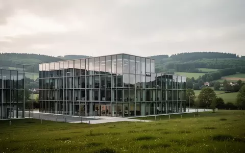 Modernes Bürogebäude in einer grünen Hügellandschaft in Thüringen bei bewölktem Himmel. - Foto: über boerse-global.de