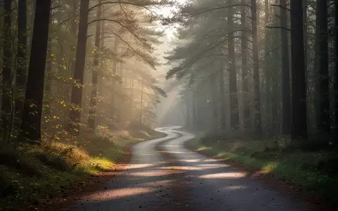 Ein einsamer Waldpfad im morgendlichen Sonnenlicht, der eine ruhige und motivierende Atmosphäre vermittelt. - Foto: über boerse-global.de