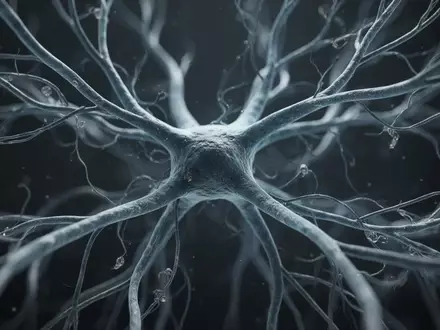 Mikroskopische Aufnahme eines biologischen Netzwerks aus Nervenbahnen und Lymphgewebe in einer Laborumgebung. - Foto: über boerse-global.de