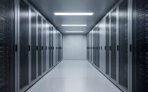 Ein minimalistischer, moderner Serverraum mit geometrischen Linien und kühler Beleuchtung. - Foto: über boerse-global.de