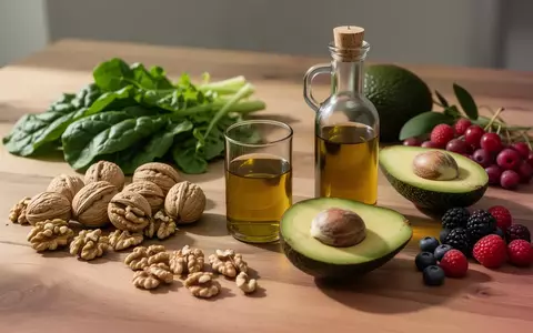 Eine Auswahl frischer, unverarbeiteter Lebensmittel wie Nüsse, Gemüse, Avocado und Beeren auf einem Holztisch. - Foto: über boerse-global.de