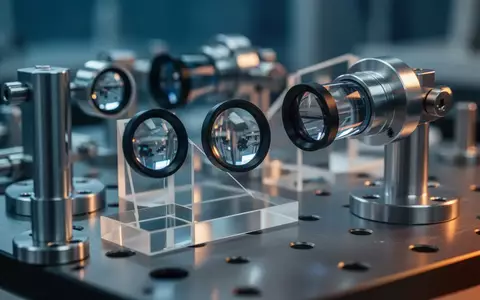 Nahaufnahme einer optischen Laborumgebung mit Linsen und Prismen auf einem Labortisch. - Foto: über boerse-global.de
