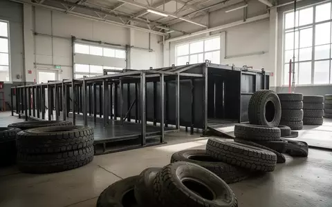 Ein Übungsparcours für Nachwuchsfeuerwehrkräfte mit einem Metallrohrtunnel und Reifenstapeln in einer Lagerhalle. - Foto: über boerse-global.de