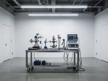 Eine moderne, minimalistische Werkstatt mit präzisen Diagnosewerkzeugen und technischer Ausrüstung auf einer Werkbank. - Foto: über boerse-global.de