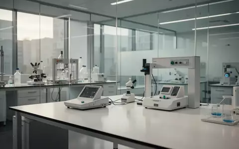 Ein minimalistisches, modernes Labor mit glatten Oberflächen und medizinischer Messtechnik in hellem Tageslicht. - Foto: über boerse-global.de