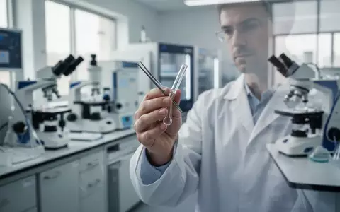Wissenschaftler in einem modernen Labor bei der Untersuchung einer Glasampulle für die medizinische Forschung. - Foto: über boerse-global.de