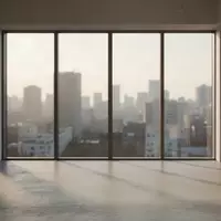 Ein minimalistisch gestalteter, leerer Büroraum mit großen Glasfronten und Blick auf eine Stadt bei Sonnenuntergang. - Foto: über boerse-global.de