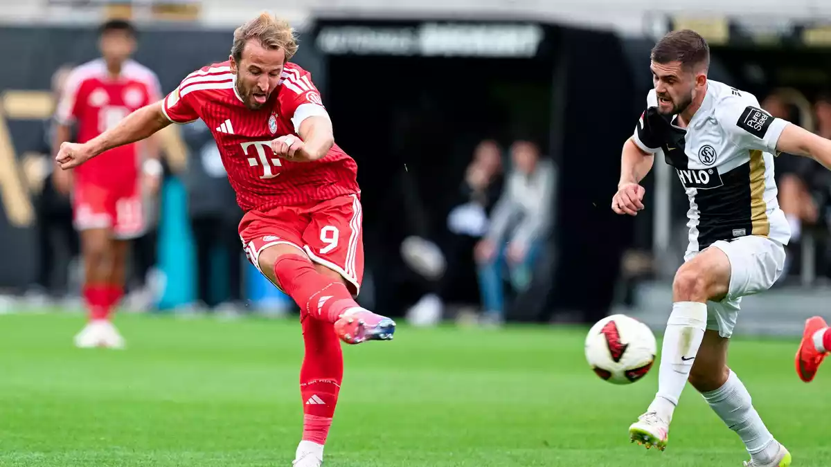 Harry Kane erzielte das 2:1 für den FC Bayern München. - Bild: Uwe Anspach/dpa