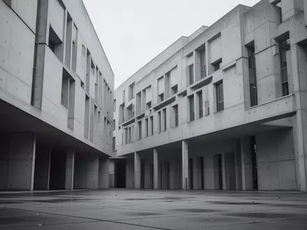 Eine minimalistische, moderne Betonfassade eines deutschen Behördengebäudes an einem bewölkten Tag. - Foto: über boerse-global.de