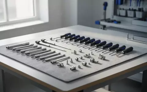 Ein sauberer, heller Werkstatt-Arbeitsplatz mit präzisen Werkzeugen auf einer grauen Unterlage, symbolisch für Hardware-Wartung. - Foto: über boerse-global.de