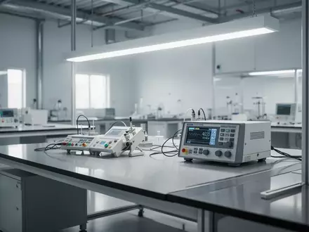 Ein minimalistischer, moderner Labortisch mit präzisen elektronischen Messgeräten in einer hellen, professionellen Umgebung. - Foto: über boerse-global.de