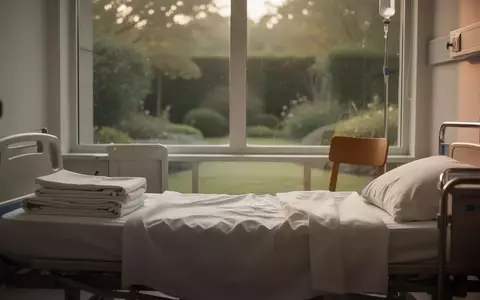 Ein ruhiges, minimalistisches Krankenzimmer mit einem ungemachten Bett und einem Ausblick auf einen Garten. - Foto: über boerse-global.de