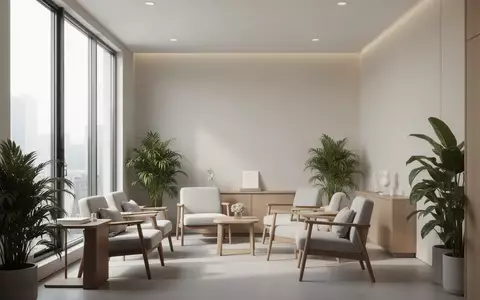 Ein minimalistisch gestalteter, heller Behandlungsraum in einer modernen Klinik mit natürlichem Licht und Pflanzen. - Foto: über boerse-global.de
