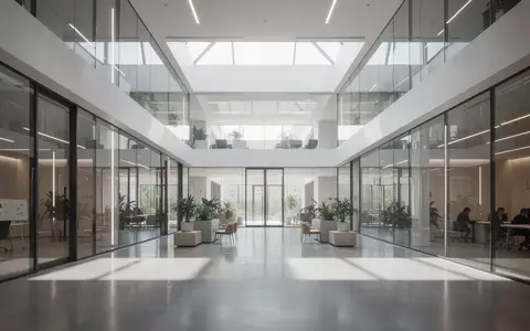 Ein minimalistisches, modernes Architekturgebäude mit klaren Linien und hellem Tageslicht in einem Innovationszentrum. - Foto: über boerse-global.de