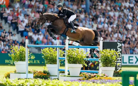 Richard Vogel hatte durch den Sieg beim Großen Preis von Aachen die Chance auf den Jackpot. - Foto: Stefan Lafrentz/dpa