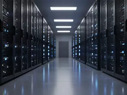 Moderne Serverräume mit leuchtenden LED-Statusanzeigen in einem Rechenzentrum als Symbol für Ethereum-Infrastruktur. - Foto: über boerse-global.de