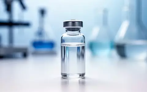 Ein steriles Glasfläschchen mit einer klaren Flüssigkeit in einer Laborumgebung. - Foto: über boerse-global.de