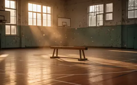 Eine leere, sonnendurchflutete Schulturnhalle mit einem unbenutzten Schwebebalken auf dem abgenutzten Holzboden. - Foto: über boerse-global.de