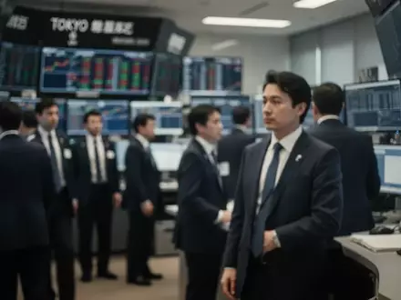 Börsenparkett in Tokio mit konzentrierten Händlern während eines neutralen Marktumfelds. - Foto: über boerse-global.de