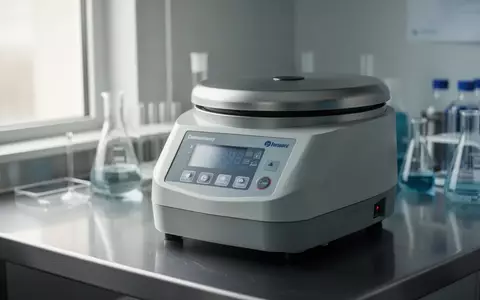Eine medizinische Laborzentrifuge auf einer Edelstahlarbeitsfläche in einer klinischen Laborumgebung. - Foto: über boerse-global.de