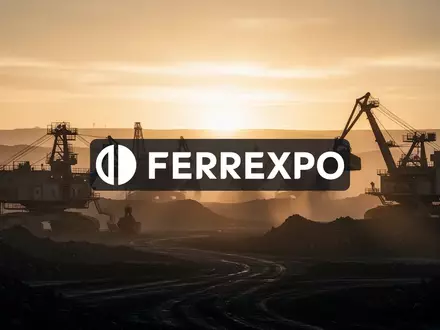 Abstrakte Industrielandschaft eines Bergbaubetriebs bei Sonnenaufgang mit schweren Maschinen im Gegenlicht. - Foto: über boerse-global.de