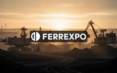 Abstrakte Industrielandschaft eines Bergbaubetriebs bei Sonnenaufgang mit schweren Maschinen im Gegenlicht. - Foto: über boerse-global.de