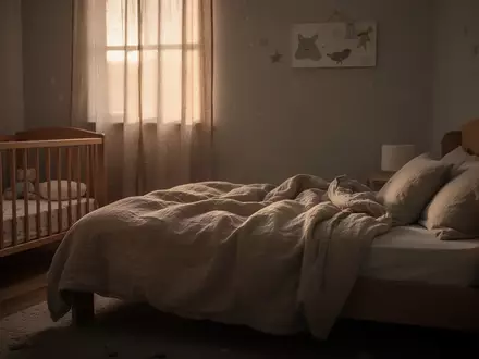 Ein ruhig eingerichtetes Kinderzimmer mit einem leeren Holzbett im sanften Morgenlicht. - Foto: über boerse-global.de