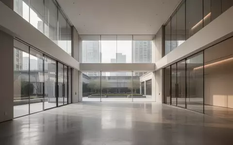 Ein minimalistischer, moderner Ausstellungsraum mit poliertem Betonboden und Glasfronten in Peking. - Foto: über boerse-global.de