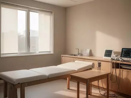Ein heller, moderner Behandlungsraum in einer Klinik mit medizinischer Ausstattung in einer ruhigen, professionellen Umgebung. - Foto: über boerse-global.de