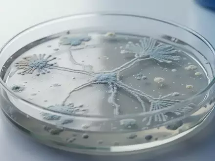 Mikroskopische Ansicht einer Petrischale mit Bakterienkulturen auf einem Nährboden in einem Labor. - Foto: über boerse-global.de