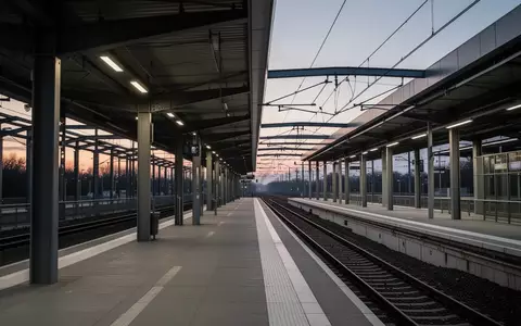 Ein menschenleerer, moderner Bahnsteig in der Dämmerung mit Fokus auf Architektur und Stahlkonstruktionen. - Foto: über boerse-global.de