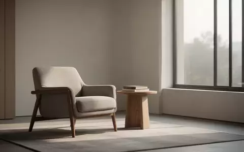 Ein minimalistisch eingerichtetes Wohnzimmer mit einem Sessel und einem kleinen Beistelltisch bei natürlichem Tageslicht. - Foto: über boerse-global.de