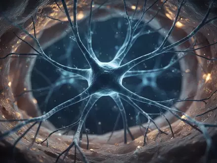 Mikroskopische Aufnahme eines neuronalen Netzwerks mit komplexen Verzweigungen und synaptischen Verbindungen. - Foto: über boerse-global.de