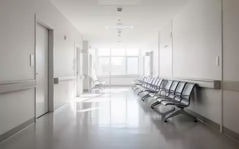 Ein heller, moderner Krankenhausflur mit leeren Wartebereichen und großen Fensterfronten bei Tageslicht. - Foto: über boerse-global.de