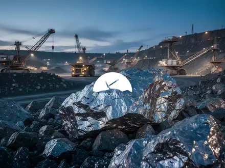 Abstrakte Darstellung einer modernen Bergbaustätte in bläulichem Licht zur Symbolisierung von Rohstoffprojekten. - Foto: über boerse-global.de
