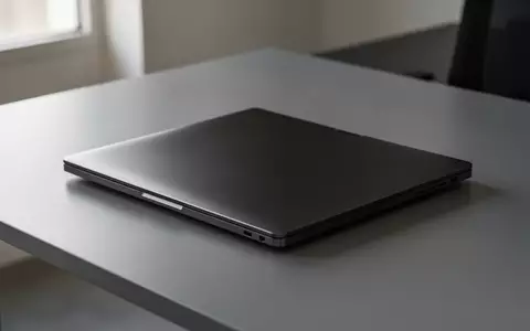 Ein minimalistischer, eleganter Arbeitsplatz mit einem hochwertigen, dunklen Metall-Laptopgehäuse auf einem matten Schreibtisch bei natürlichem Licht. - Foto: über boerse-global.de