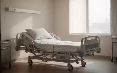 Ein minimalistisch eingerichtetes, helles Krankenhauszimmer mit einem leeren Krankenbett bei Tageslicht. - Foto: über boerse-global.de