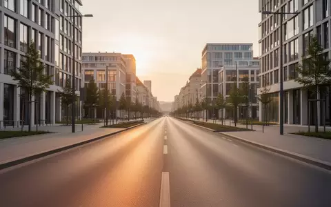 Eine moderne, leere Stadtstraße in Zagreb bei Sonnenuntergang mit Blick auf zeitgenössische Architektur. - Foto: über boerse-global.de
