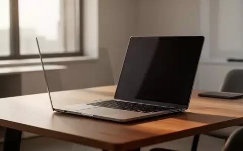 Ein minimalistischer, moderner Schreibtisch mit einem Laptop in einem hellen Büro bei natürlichem Tageslicht. - Foto: über boerse-global.de