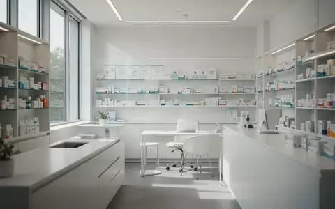 Ein heller, minimalistisch gestalteter Beratungsbereich in einer Apotheke mit steriler Atmosphäre und natürlichem Licht. - Foto: über boerse-global.de