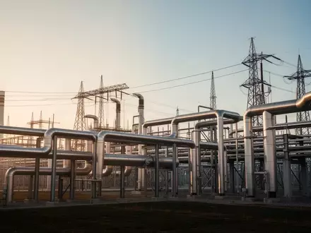Moderne Industrieanlage für Energieinfrastruktur im goldenen Licht der Abenddämmerung. - Foto: über boerse-global.de