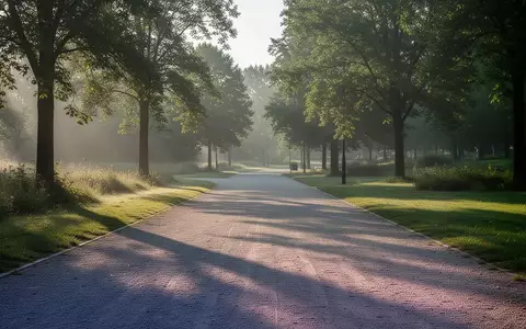 Ein sonnendurchfluteter, leerer Parkweg am frühen Morgen, der zu regelmäßiger Bewegung im Freien einlädt. - Foto: über boerse-global.de