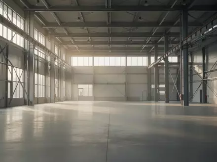 Leere, modern gestaltete Fabrikhalle mit hohen Decken und natürlichem Lichteinfall, die Stabilität und wirtschaftliches Wachstum symbolisiert. - Foto: über boerse-global.de