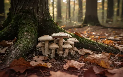 Nahaufnahme von wild wachsenden Pilzen auf einem moosbewachsenen Waldboden zwischen herbstlichem Laub. - Foto: über boerse-global.de